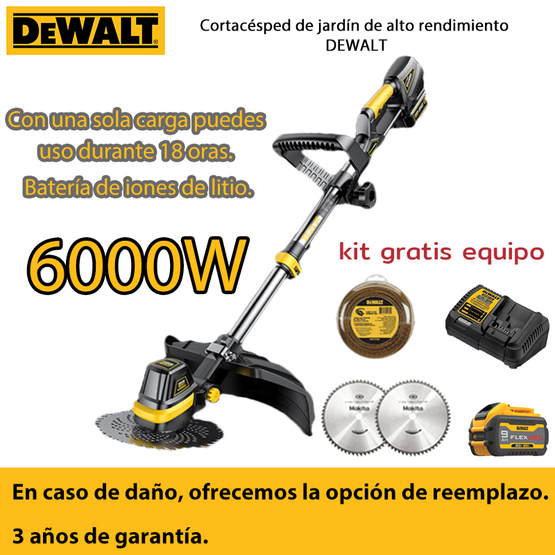 [DEWALT]Cortacésped de iones de litio sin escobillas Carbonless + Juego completo de accesorios + 6000 W + Puedes usarlo durante 18 horas con una sola carga.