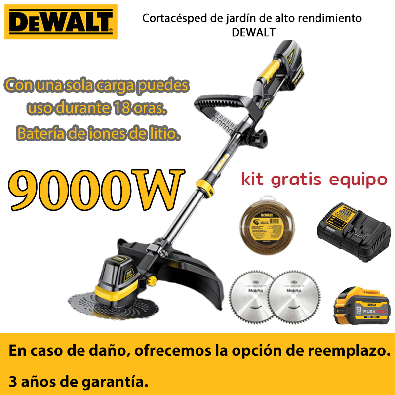 [DEWALT]Cortacésped de iones de litio sin escobillas Carbonless + Juego completo de accesorios + 9000 W + Puedes usarlo durante 18 horas con una sola carga.