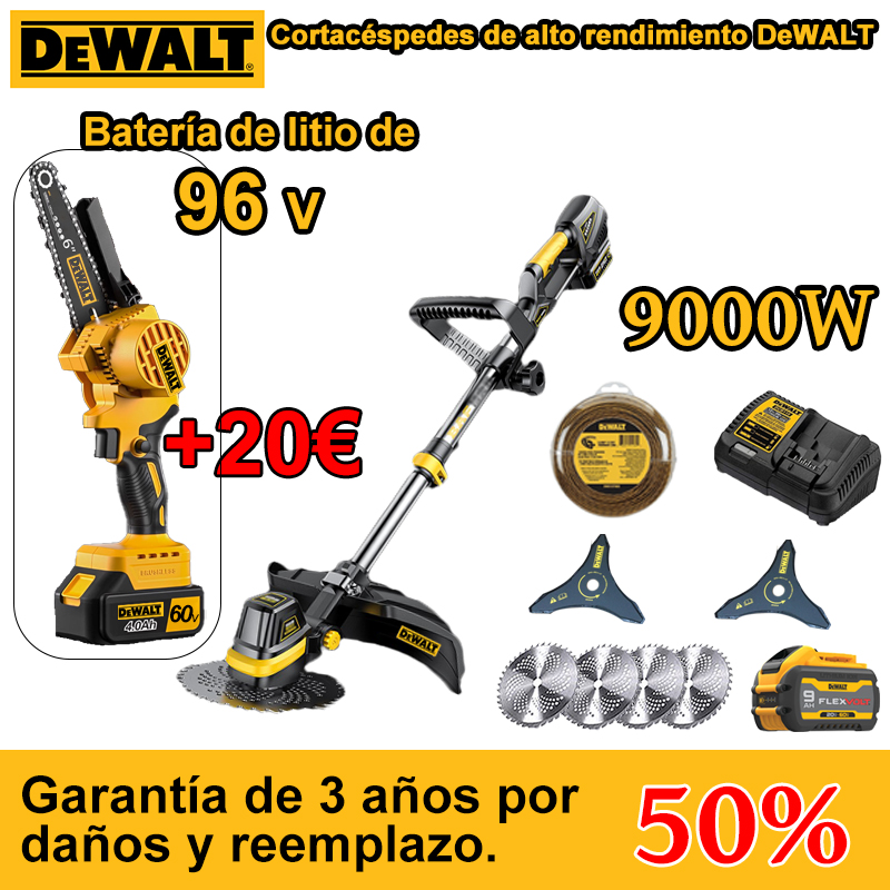 [DEWALT] [Cortacésped eléctrico de litio de alto rendimiento + motosierra eléctrica de litio sin escobillas de 6 pulgadas] Juego completo de accesorios + batería de litio de 9800W + 96V, batería de litio de 60V